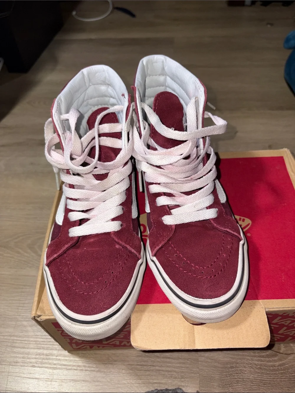 Vans SK8-Hi Slim Women’s High-Top Sneakers - Windsor Wine and White
